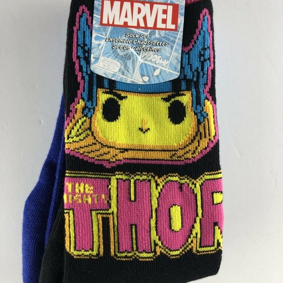 Funko Pop! Marvel Black Light Socks Thor Spiderman - Picture 3 of 3